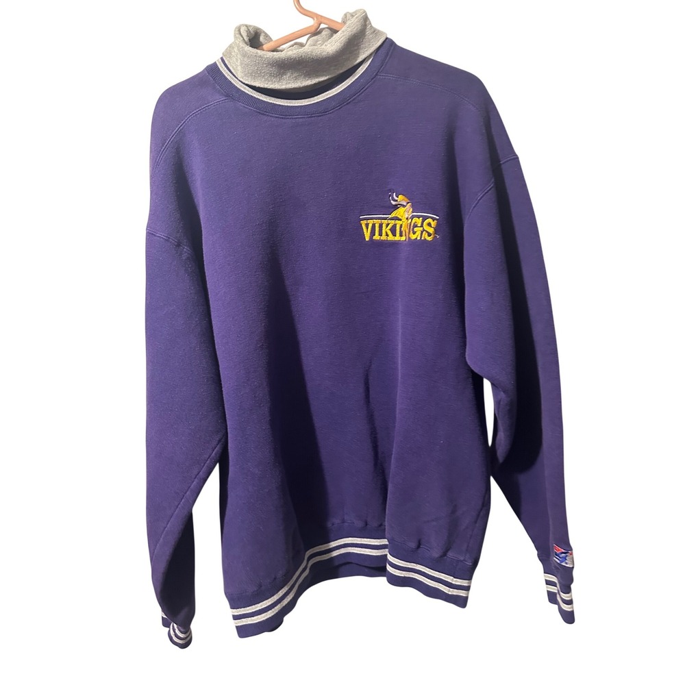 Vintage The Game Minnesota Vikings Sweatshirt Purple Turtleneck Layered Mens XL